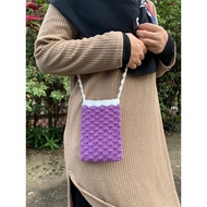 Beg Kait Silang Simple/ Handphone Sling Bag/ Sling Bag Crochet/ Shell Stitch Pattern