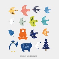 -PETIT BAZAR- Thunderbolt Penguin, Asuka Bear Fake Tattoo Sticker