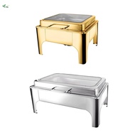 KANGNMY Chafing Dish Buffet Set, Stainless Steel 6/9L Buffet Stove,  with Transparent Hydraulic Lid 
