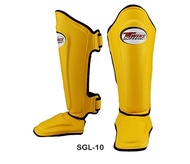 Twins special shin guards SGL-10 Yellow ( Size S,M,L,XL) Training MMA K1 สนับแข้งทวินส์ สเปเชี่ยล สีเหลือง ทำจากหนังแท้