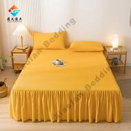 Solid Color Bed Skirt Mattress Protector Super Single/Queen/King/Super King Sheets Pillow Cases