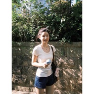 shirt woman women t shirt Korean Fashion U-Neck Short Sleeve T-shirt - Women's Summer Slim Fit