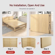 Solid Wood Foldable Bed Single Bed Frame Reinforced Bed