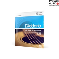 D'Addario Phosphor Bronze Acoustic Guitar Strings Set, Light (EJ16), Extra-Light (EJ15), Custom Ligh