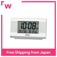 Seiko Clock wall clock, white pearl, body size: 7.8 x 13.5 x 3.8cm, alarm clock, electric wave digital SQ791W