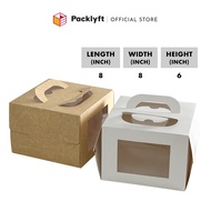 Packlyft Handle Cake Box with Window 8"x8"x6"