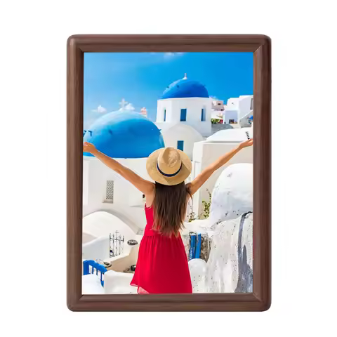 Walnut Wood Picture Frame 8x6 (25x20cm),Rounded Corner,Vertical or Horizontal Display,Walnut Picture