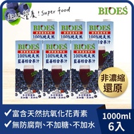 【囍瑞】100%純天然藍莓汁綜合原汁（1000ml）x6瓶_廠商直送