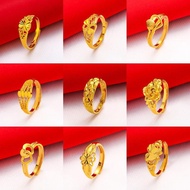 Alluvial Gold Jewelry Flower Ring Opening Adjustable Imitation Gold Ring Fashion Light Luxury High-e