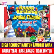 Cetak Banner   Spanduk Ulang Tahun Ultah Anak TEMA Spidermen COWOK  /  Backdrop / Wallpaper  Dekorasi Ulang Tahun - Hiasan Ultah Proses Cepat  - Tema Bisa Request - MURAH