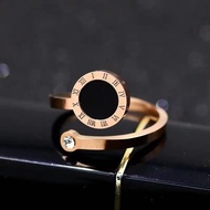 [ Bayar Ditempat ] Cincin Titanium Bulat Hitam Permata Wanita Anti Karat / Cincin Titanium asli / Cincin Wanita korea