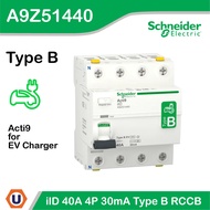 Schneider Electric A9Z51440 EV Charger 4 โพล 40 แอมป์ Residual Current Circuit Breaker (RCCB) Acti9 