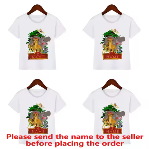Lion King Cute Simba Print Cartoon Birthday Boys T-shirt 1 2 3 4 5 6 7 8 9 Years Children T shirt Ba