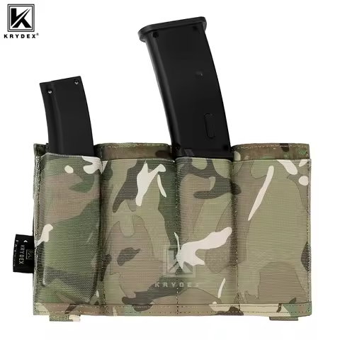 KRYDEX Quadruple Open Top SMG Magazine Pouch Tactical Elastic MP5/ MP7 / Kriss Mag Pouch Holder Hunt