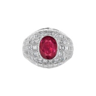 Platinum, 2.84ct Burmese Ruby and Diamond Ring