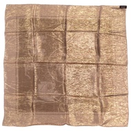 Excellent condition Hermès Carrégram 70 Exlibris silk and polyester gold scarf 0184 [Pre-owned]