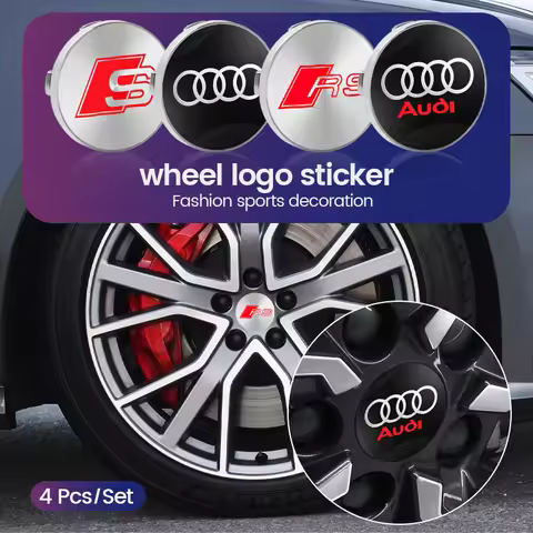 60MM Car Emblem Wheel Center Hub Cap Logo Stickers Rim Cover For Quattro For Audi A3 A6 Q3 B5 B6 B7