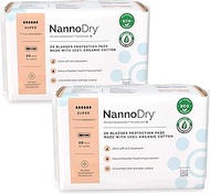NannoDry Natural Incontinence Pads - Organic Cotton Bladder Leakage Pads - Pregnancy, Postpartum &amp; Menopause Pads for Women and Men - Superdry (20 Count (Pack of 2))