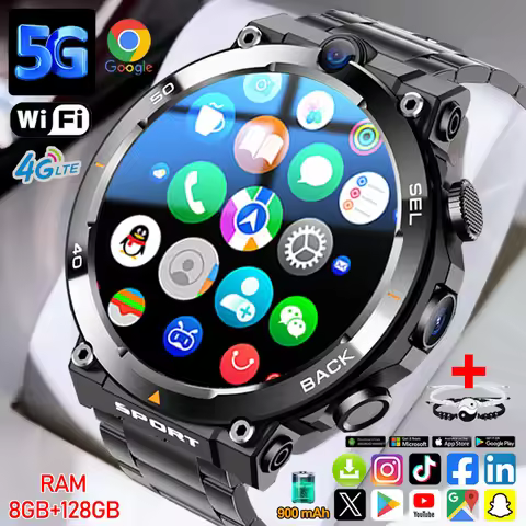 5G/4G Smart Watch Men 360*360 AMOLED 8GB+128GB RAM 900mah Battery Video Call 500W Camera GPS WIFI Go