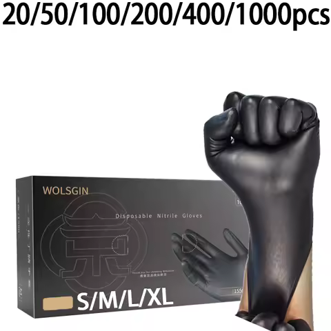 20/50/100/200/400/1000pcs black nitrile gloves, disposable gloves, food grade gloves, cleaning servi