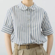 【鹽系海軍】法式復古/條紋彼得潘領襯衫