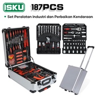 ISKU toolkit set 187pcs Box Lengkap Kunci Sok Set 187 pcs Set Alat 187 Buah Set Perkakas Rrumah