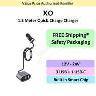 [GENUINE] XO USB Car Charger with 3USB 1PD 1.2 meter cable - CC23