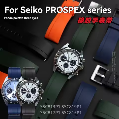 For Seiko PROSPEX Panda Chronograph SSC813P1/SSC909P1/SSC817P1 Silicone Rubber Watch Band – 20mm Sof