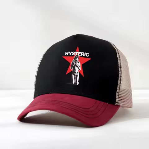 Hysteric Glamour 90s Retro Style hat for Men Women Y2k Graphic Baseball Cap outdoor Mesh Breathable 