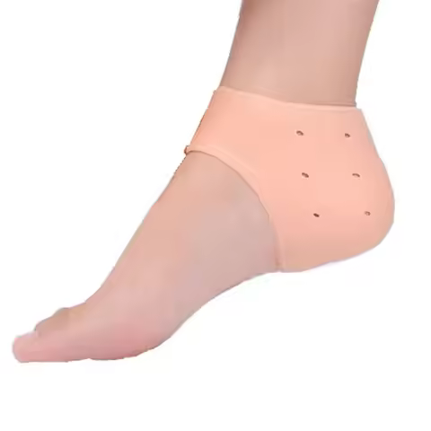 1PAIR Beige Moisturizing Gel Heel Thin Socks Silicone Feet Care Socks with Hole Cracked Foot Skin Ca