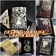 CUSTOM KOREK API ZIPPO Printing Uv dan Grafir Laser GAMBAR Bebas Murah