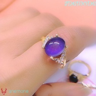 ANEMONE Retro Adjustable Mood Rings, Oval Temperature Control Color Changing Color Ring, Creative Fa