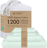 Threadmill Supima King Size Sheets, 1200 Thread Count, 4 Piece American Luxury Bed Sheets for King M