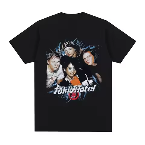 Rock Band Tokio Hotel Graphic Men T Shirt Hip Hop Punk Gothic Vintage T-shirt Cotton Short Sleeve Te