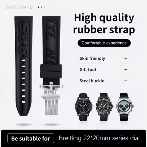Soft Black Rubber Watchband For Breitling Strap For Super Ocean Culture Avenger Blackbird Yellow Wol