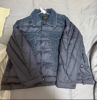 initial羽絨外套，白鴨絨牛仔絨拼接外套，1.2碼