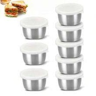 2/4/6pcs Stainless Steel Salad Dressing Containers - 1.6oz Leak-Proof Portable Sauce Cups With Clear