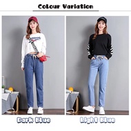 jeans Elastic Waist Harlem Pants Woman Casual Long Pants Seluar Denim Seluar Jean