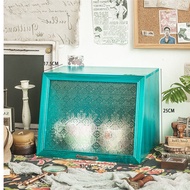 กล่องเก็บของบนโต๊ะกล่องเก็บน้ำหอมเครื่องสำอางค์แก้วไม้แท้ Zakka ชุดน้ำชาแบบฝาพับกระจกกันฝุ่นตู้โชว์