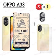 3 In 1กระจกเทมเปอร์เซรามิกคลุมทั้งหมด A38 OPPO สำหรับ OPPO A98 5G A78 A96 A95 A94 A76 A5 A74 5G A77s A17 A17k A16 A16k A15 A15s ปกป้องหน้าจอแก้วเลนส์กล้องถ่ายรูป