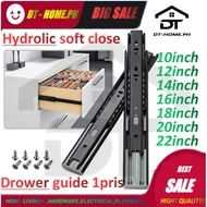Soft Closing /PUSH OPEN Hydraulic Drawer Full Extension 3 Fold Drawer Slide Guide Rail 1 Set(2pcs)