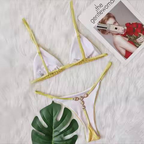 Jewelled Rhinestone Mini Micro Thongs Bikini Women Swimwear Female Swimsuit Two-pieces Bikini set Ba