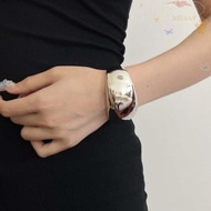 BLISS Curve Wide Open Bangle, Exaggerated Glossy Surface Metal Arc-shaped Bracelet, Classical Geomet