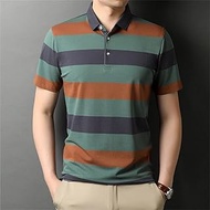 TYJKL Multi-color Polo Shirt Men Short Sleeve Striped Summer Tops Thin Fashion Male Polo Shirts Streetwear Casual T-shirt (Color : C, Size : XL code)