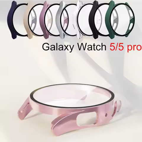 Glass+Case for Samsung Galaxy Watch 5 40mm 44mm accessories PC Bumper Cover All-Around Screen Protec