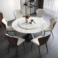 輕奢餐枱 岩板餐枱 現代風餐桌 圓桌 圓枱 食飯枱 dining table dining chairs 飯桌 設計感岩板枱