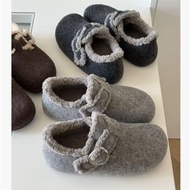 Birkenstock shoes, women's cotton shoes, new autumn and winter fur loafers, winter velvet shoes, wom
