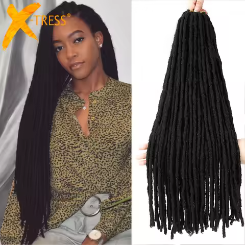 Synthetic Crochet Braiding Hair Extensions Dreadlocks Ombre Brown Colored X-TRESS Soft Straight Faux