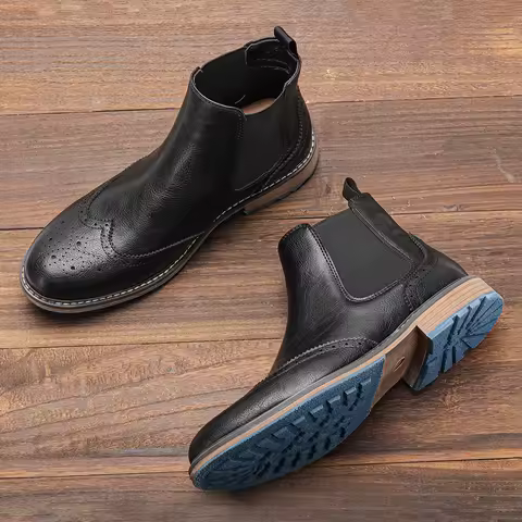 Size 7-13 Brogue Chelsea Men Boots Classical American Style Leather Boots