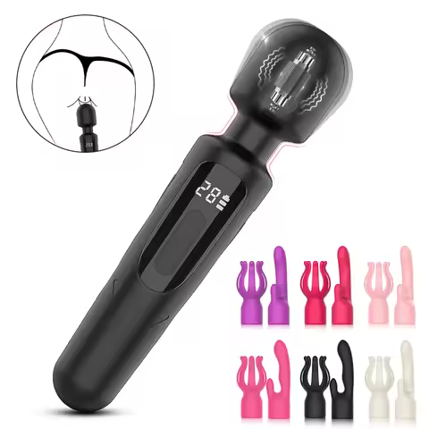 Powerful Handheld Masturbator Wand Vibrator For Women Vagina AV Wand Accessories Head Cover Silicone